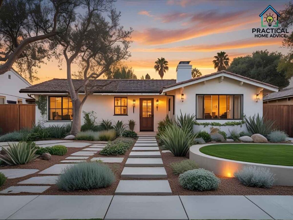Personalized Los Angeles ranch-style home front yard with native landscaping